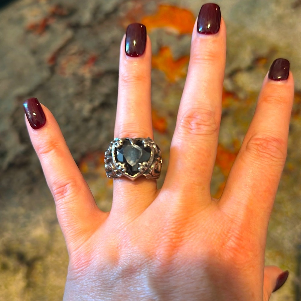King Baby Black CZ Heart Ring
